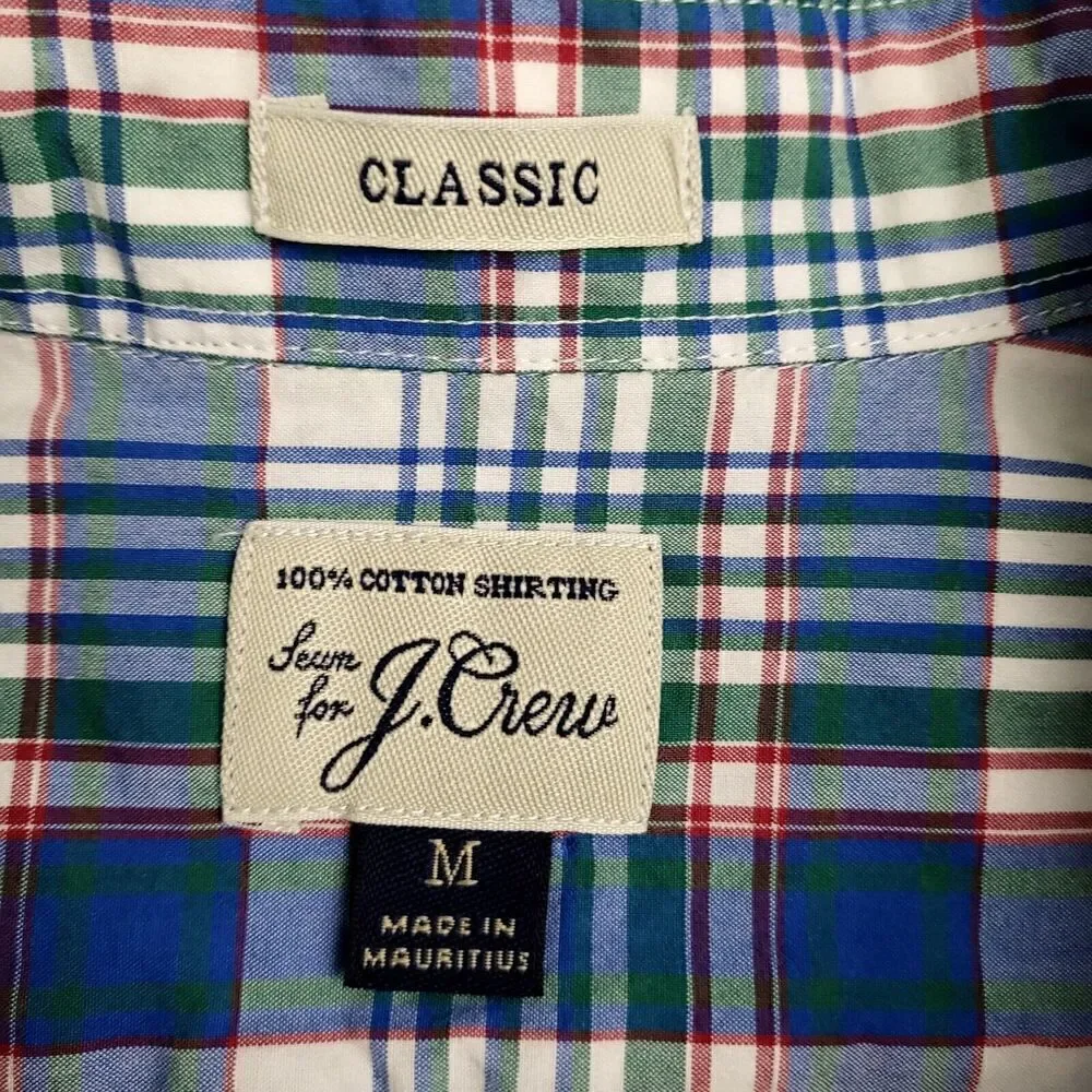 J. Crew Plaid Casual Dress Shirt Blue Multicolor Men's M